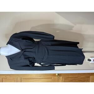 80s Thierry Mugler Paris 40 Black Long Sleeve Wrap Dress with Waist Tie